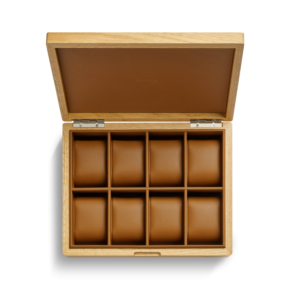 8 Slot Watch Collector's Box - Oak / Tan