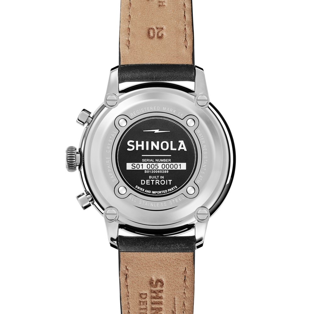 Bedrock Chronograph Watch - Black Leather Strap