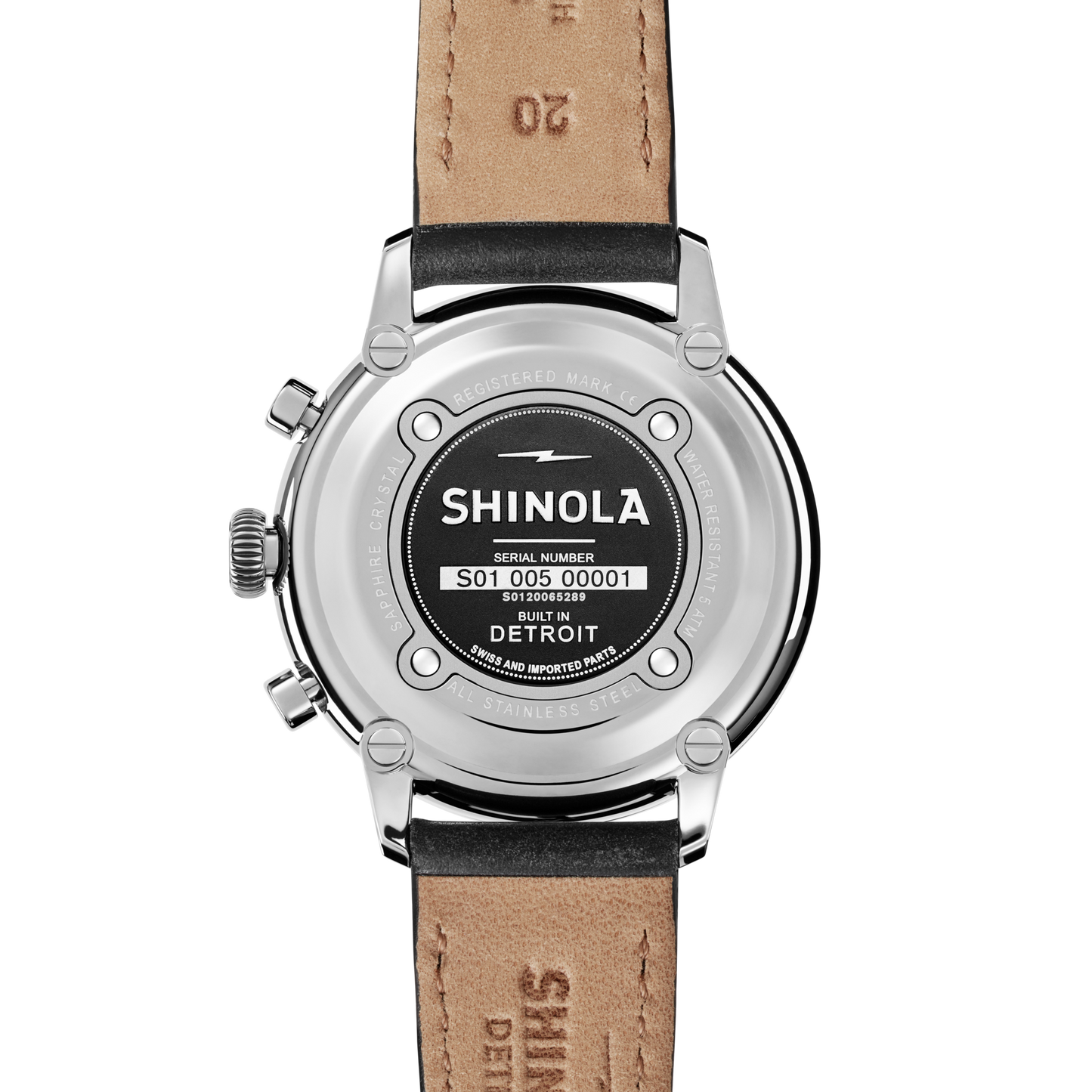 Bedrock Chronograph Watch - Black Leather Strap