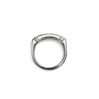 Diamond Pave Rivet Double Row Ring - White Gold