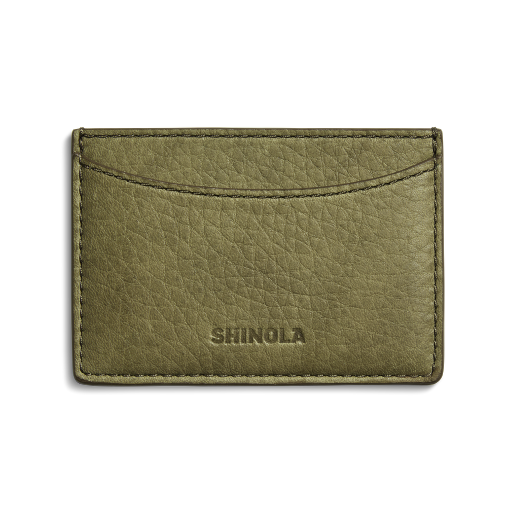 Leather 3 Pocket Card Case - Olive