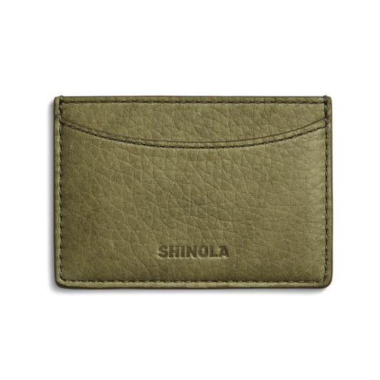 Leather 3 Pocket Card Case - Olive