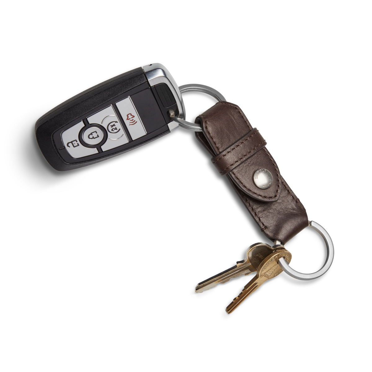 Leather Valet Key Fob - Dark Brown