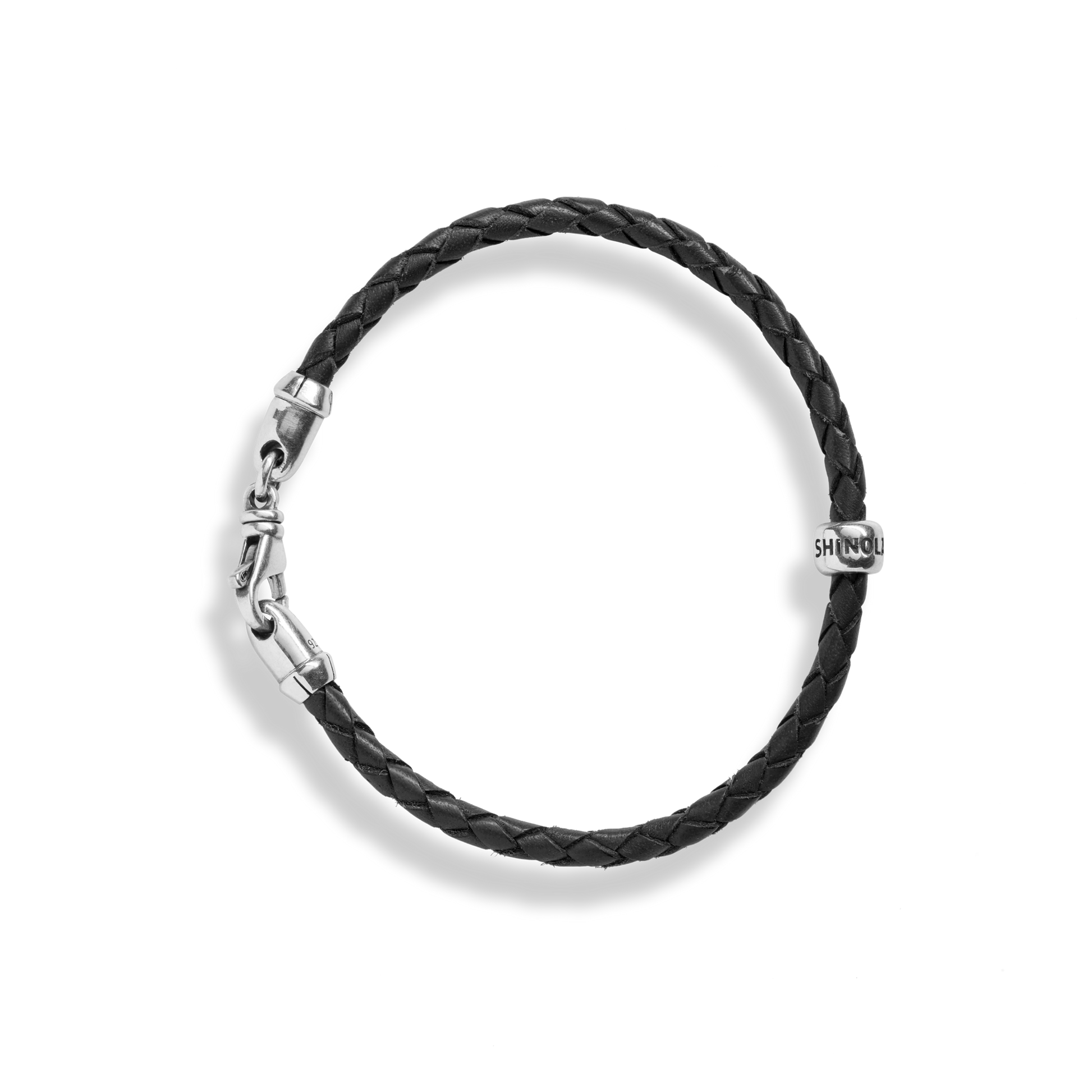 Single Wrap Woven Leather Bracelet - Black