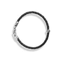 Single Wrap Woven Leather Bracelet - Black