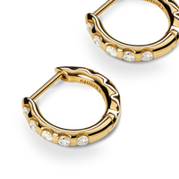 Diamond Petite Round Huggie Earrings - Yellow Gold