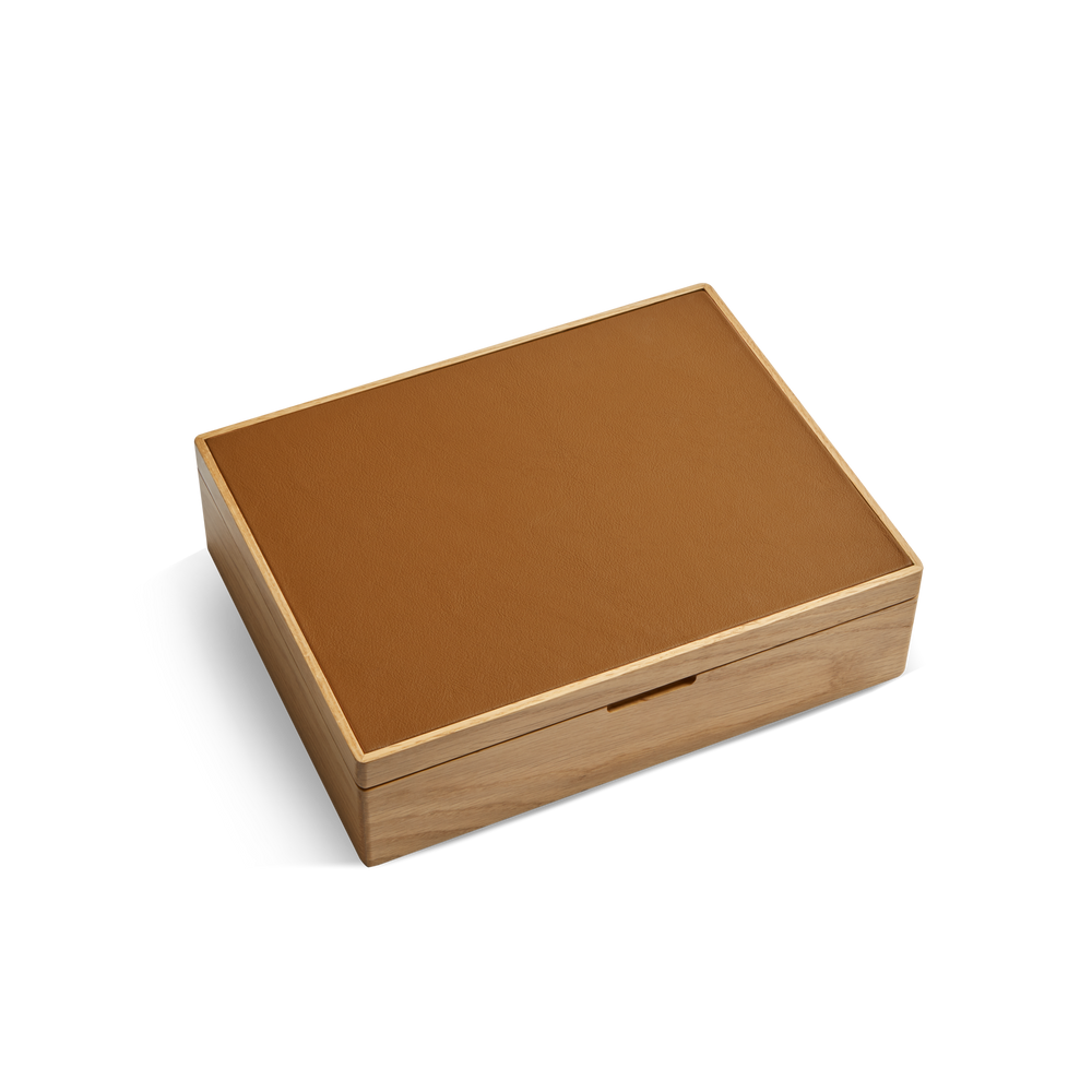 8 Slot Watch Collector's Box - Oak / Tan