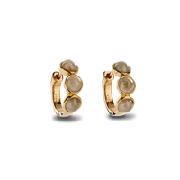 3 Bead Petoskey Huggie Earrings