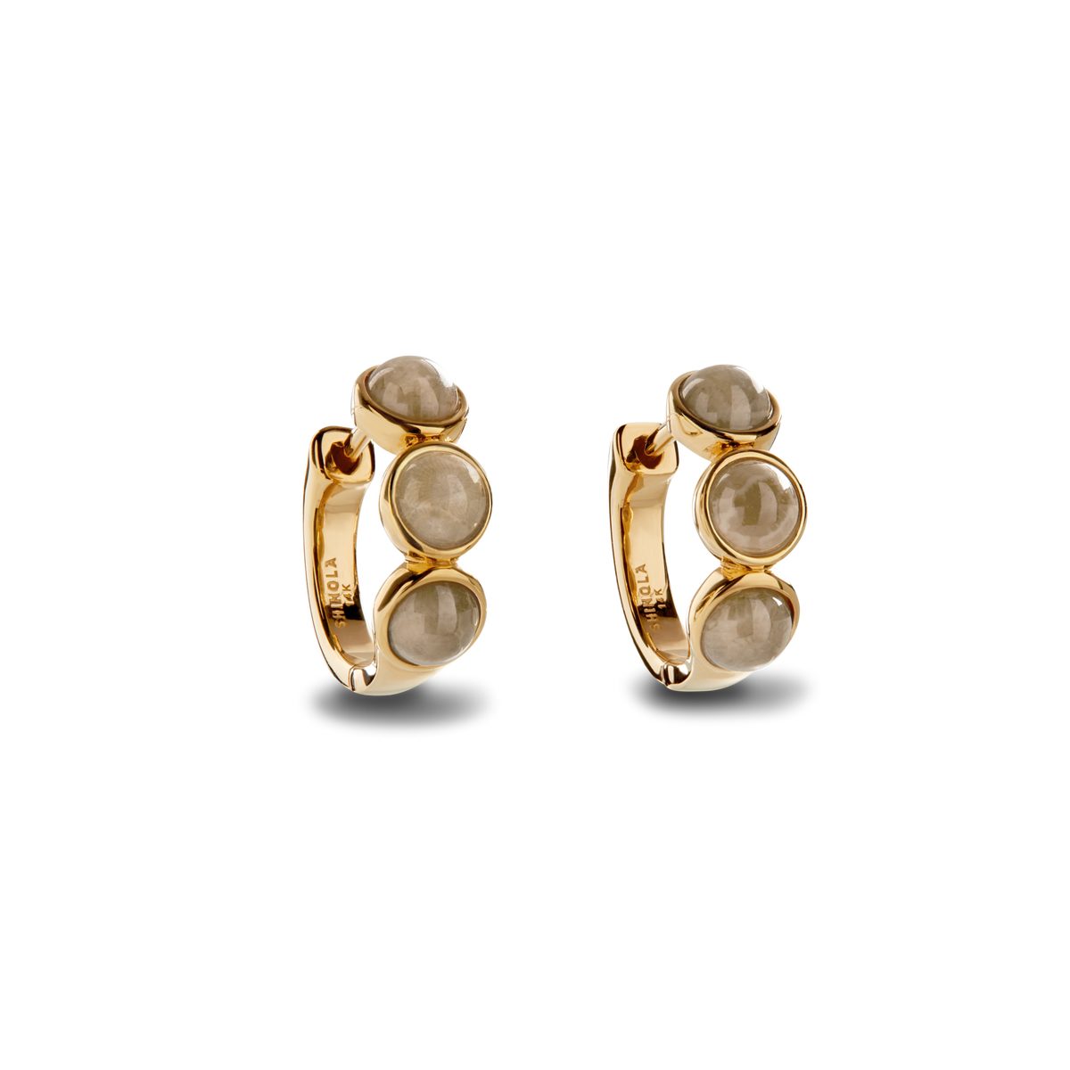 3 Bead Petoskey Huggie Earrings