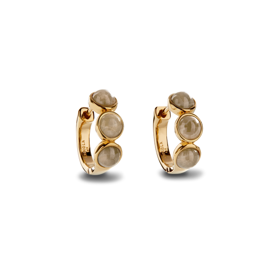 3 Bead Petoskey Huggie Earrings