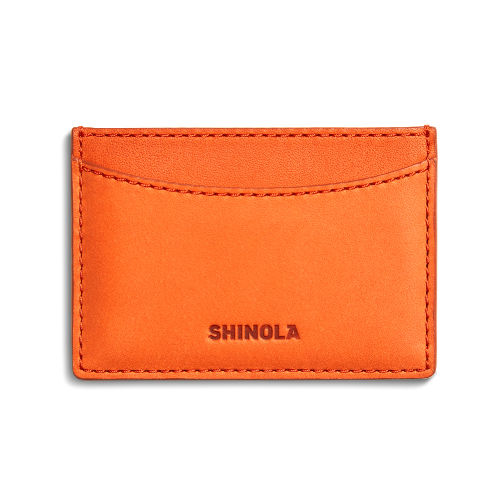 Leather 3 Pocket Card Case - Tangerine