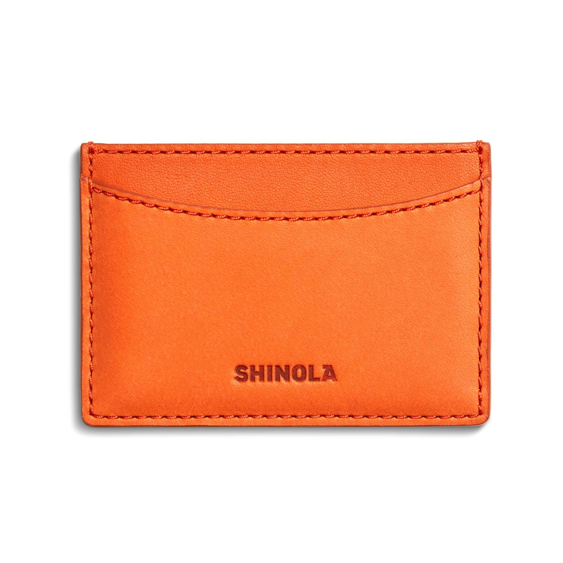 Leather 3 Pocket Card Case - Tangerine