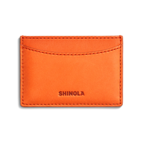 Leather 3 Pocket Card Case - Tangerine