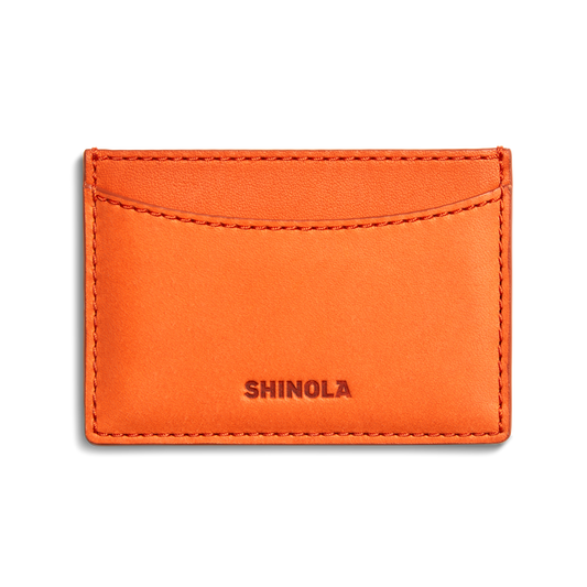 Leather 3 Pocket Card Case - Tangerine