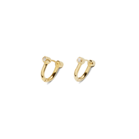 Diamond Bike Lock Huggie Earrings - Yellow Gold