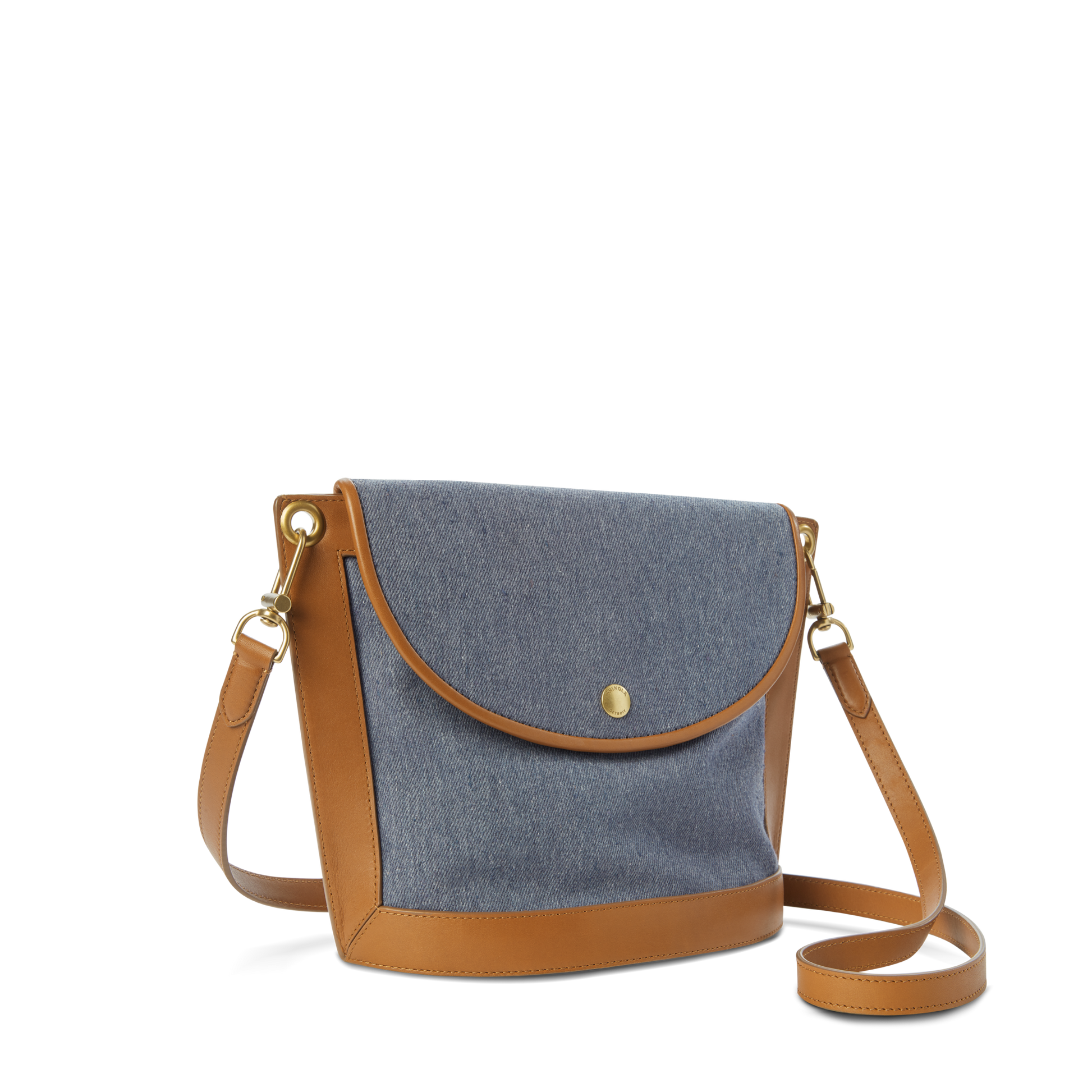 Birdy Bucket Bag Denim/Natural Leather BR - Red / Denim / Burgundy