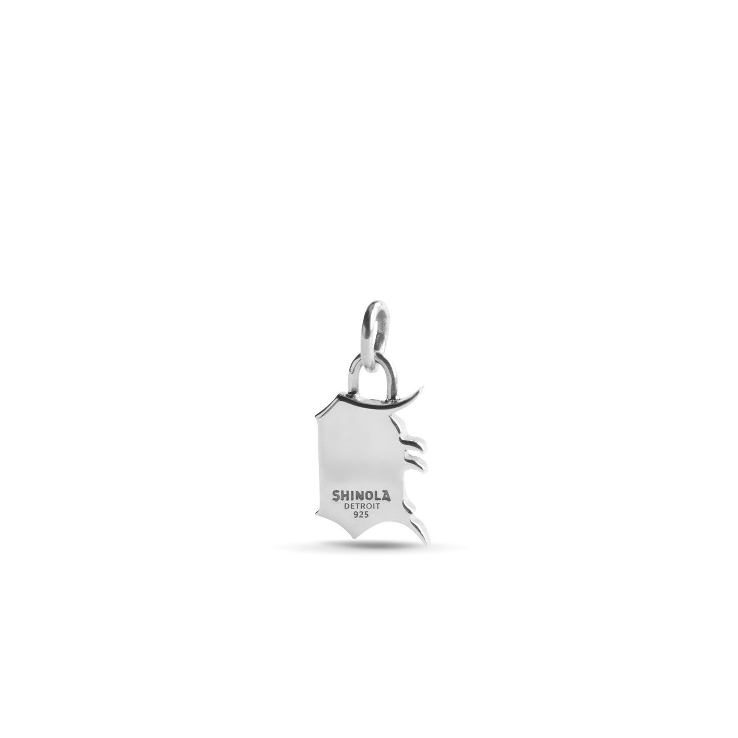 Pave Detroit "D" Charm - Sterling Silver