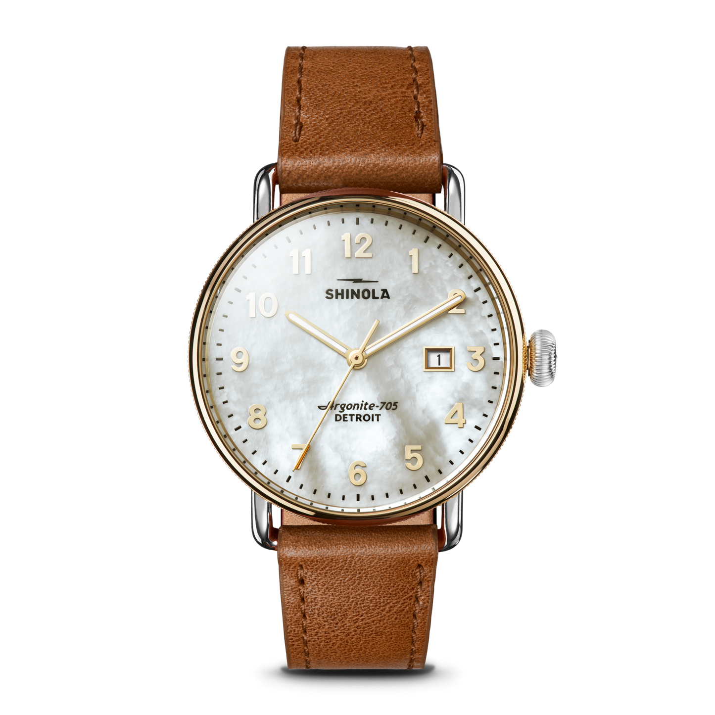 Canfield Watch 38mm -  MOP Tan Leather Strap