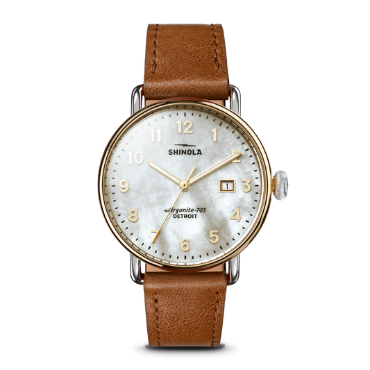 Canfield Watch 38mm -  MOP Tan Leather Strap
