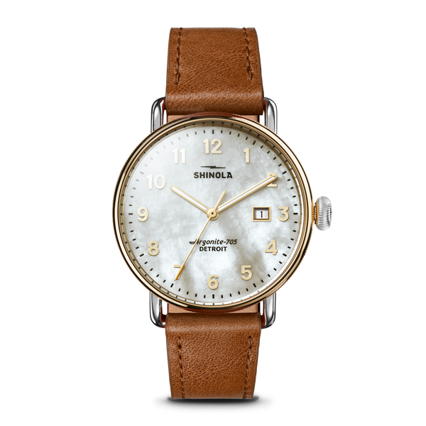 Canfield Watch - MOP Tan Leather Strap