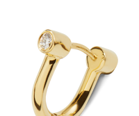 Diamond Bike Lock Huggie Earrings - Yellow Gold