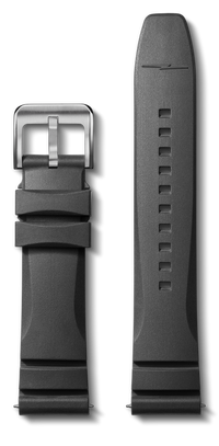 22mm Black Expandable Dive Rubber Watch Strap - Black