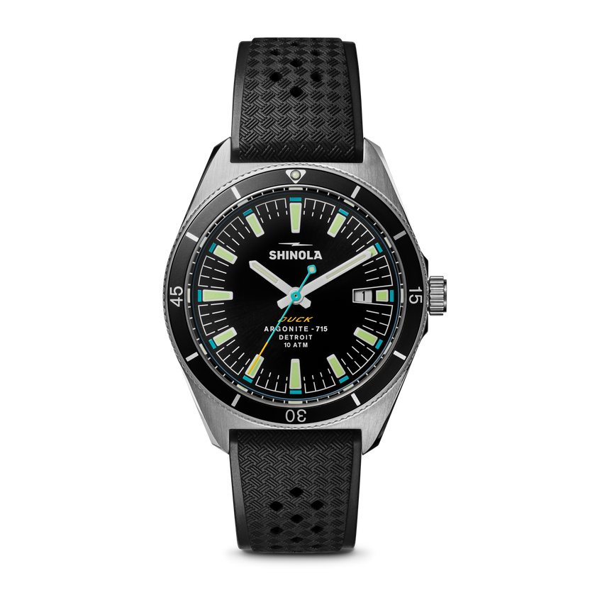 Shinola Duck Quartz 40 Black on black rubber