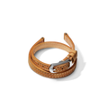 The Shinola 8mm Bourbon/Blush Reversible Leather Strap in Bourbon/Blush, shown coiled on a white background. Features a silver buckle and white stitching. Compatible with the 34mm Birdy; check sizing for the perfect fit.