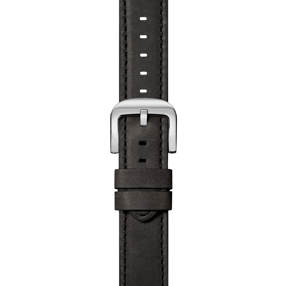 22mm Grizzly Black Leather Watch Strap - Grizzly Black