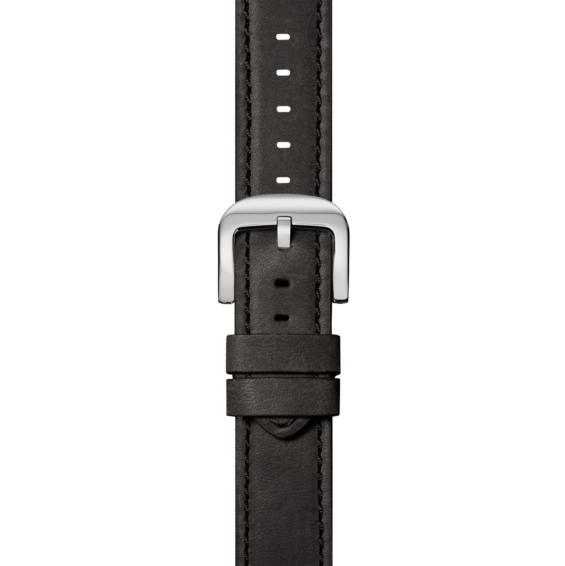 20mm Black Leather Watch Strap - Black