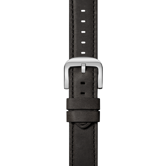 20mm Black Leather Watch Strap - Black