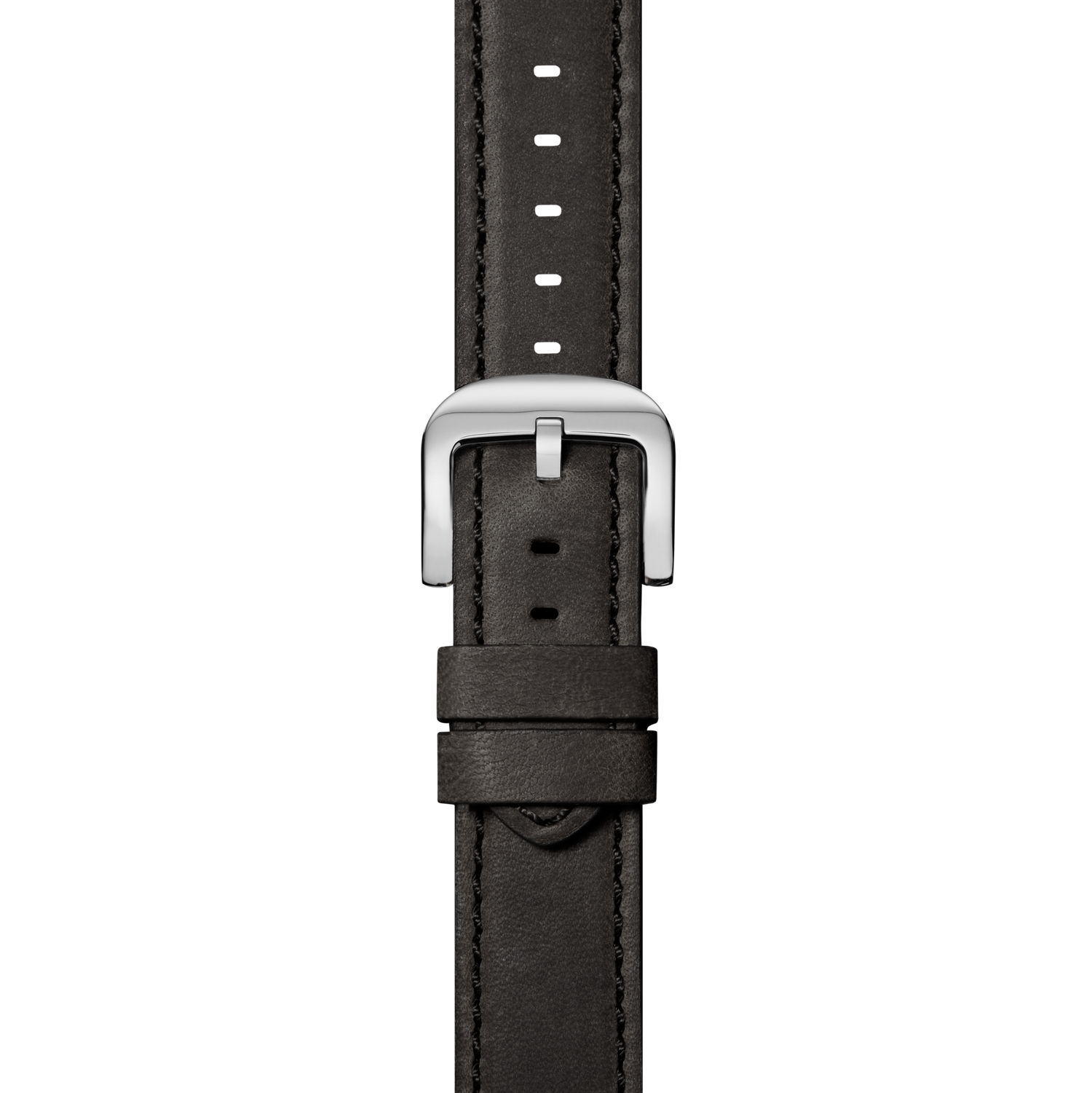 22mm Black Leather Watch Strap - Black