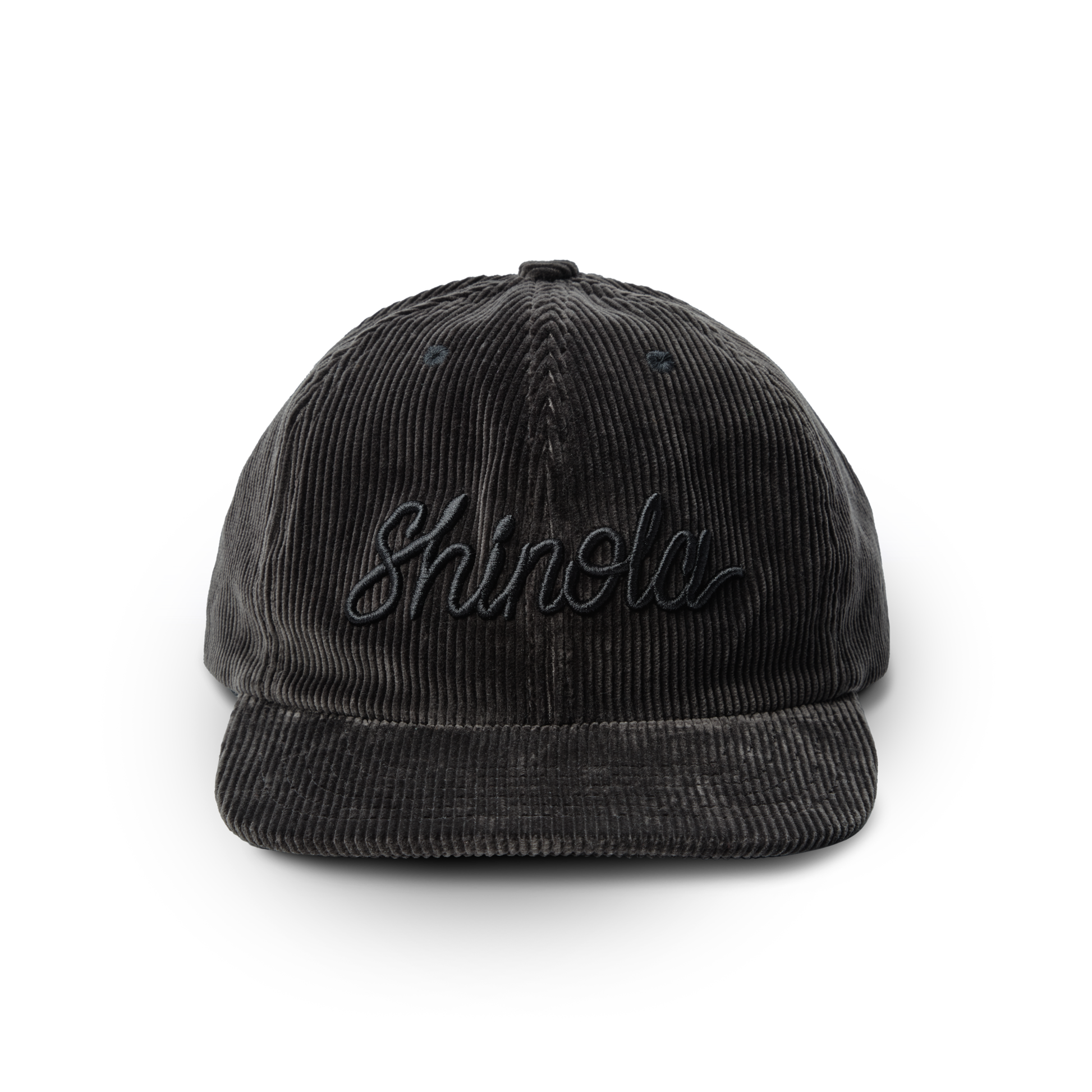 Corduroy Embroidered 6-Panel Hat - Black