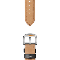 24mm Black Leather Watch Strap - Black