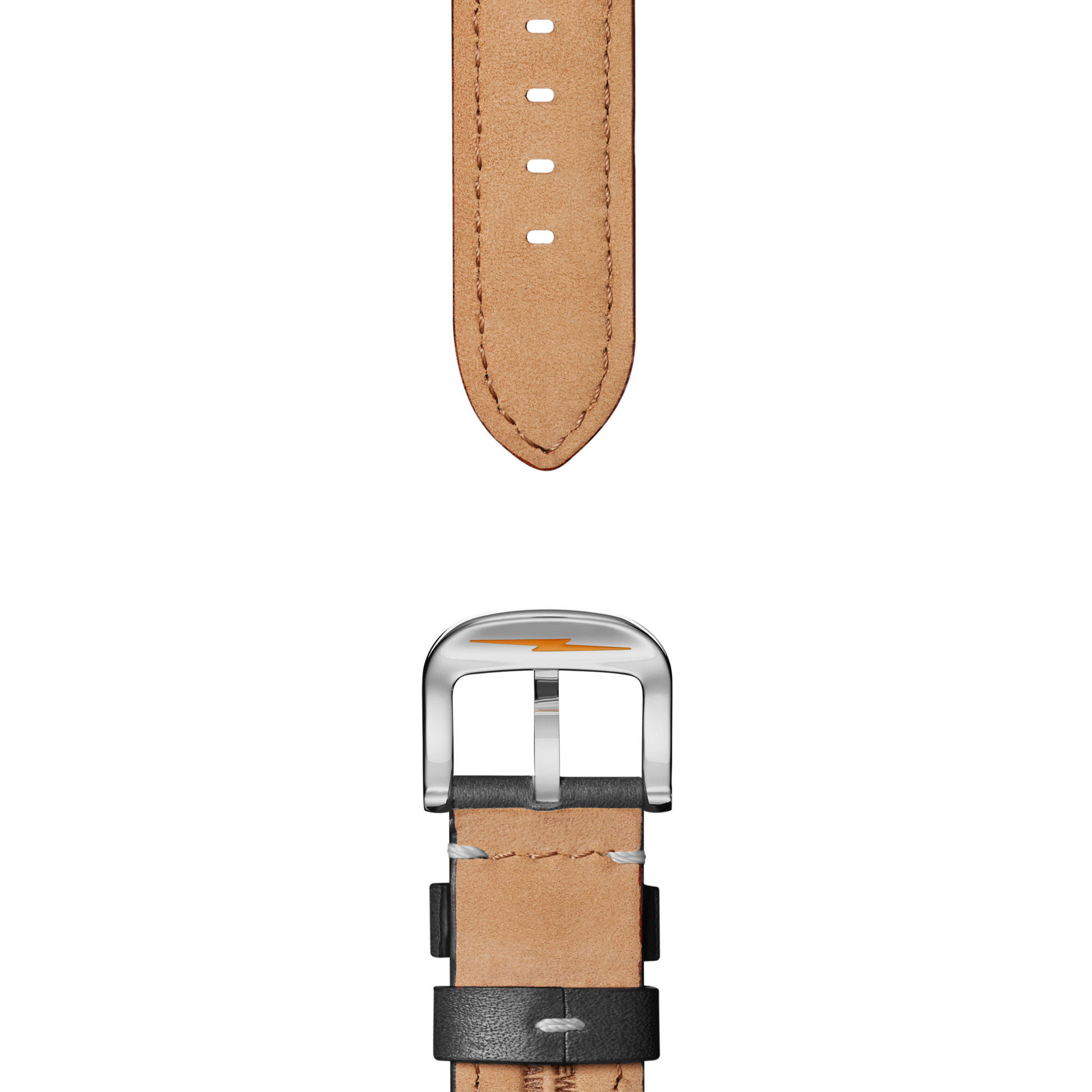 22mm Black Leather Watch Strap - Black