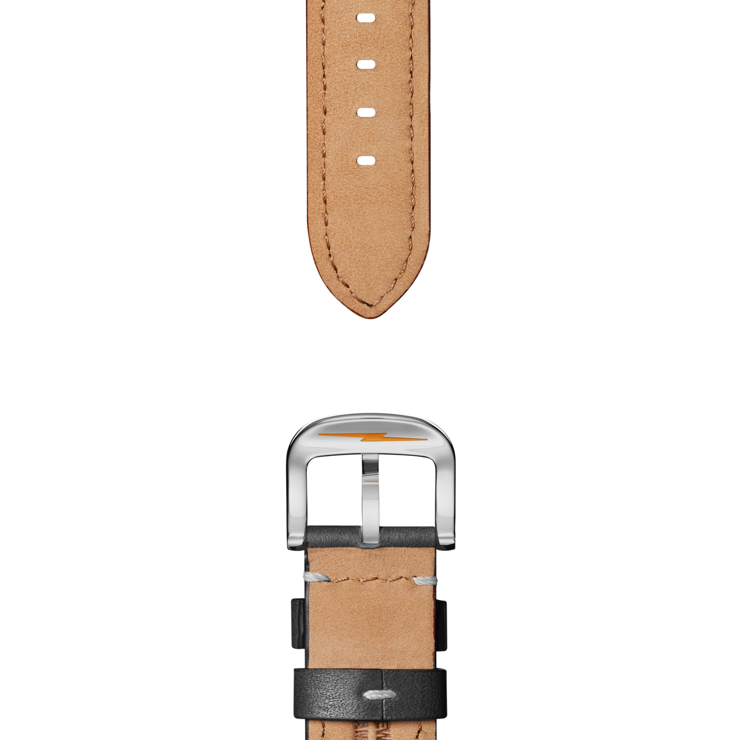 22mm Black Leather Watch Strap - Black