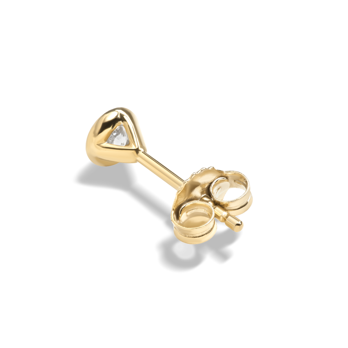 1/4 Carat Round Diamond Bezel Stud Earrings - Yellow Gold