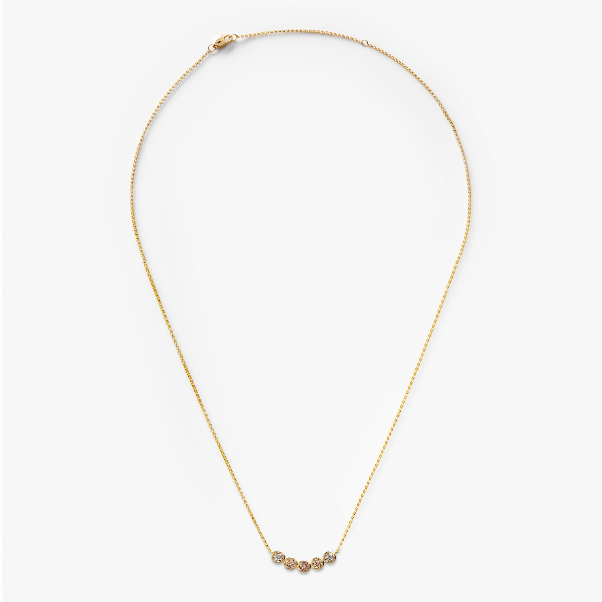 Desert Diamond Curved Bar Necklace - Yellow Gold