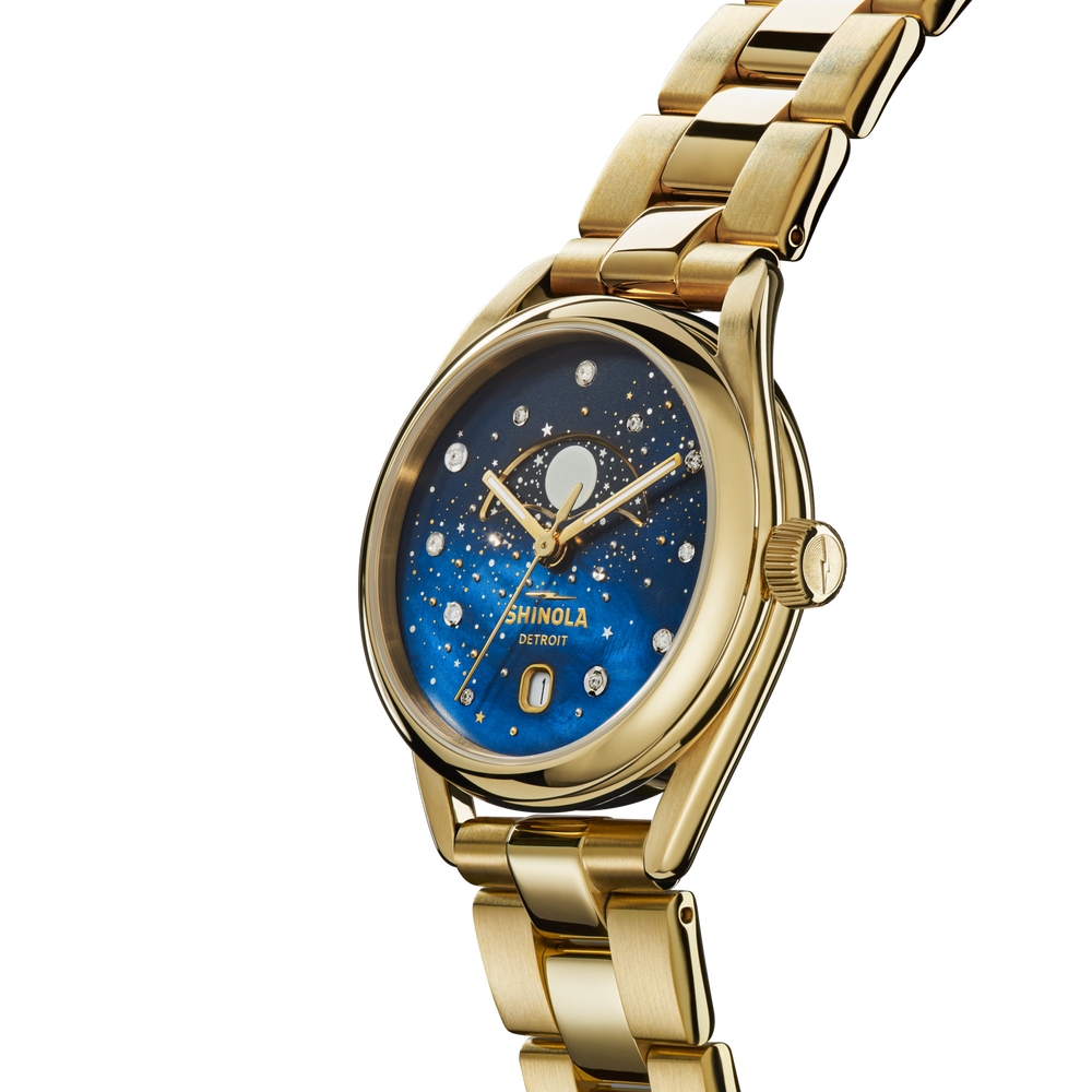 Celestial Derby Watch - Blue Mother of Pearl Diamonds
