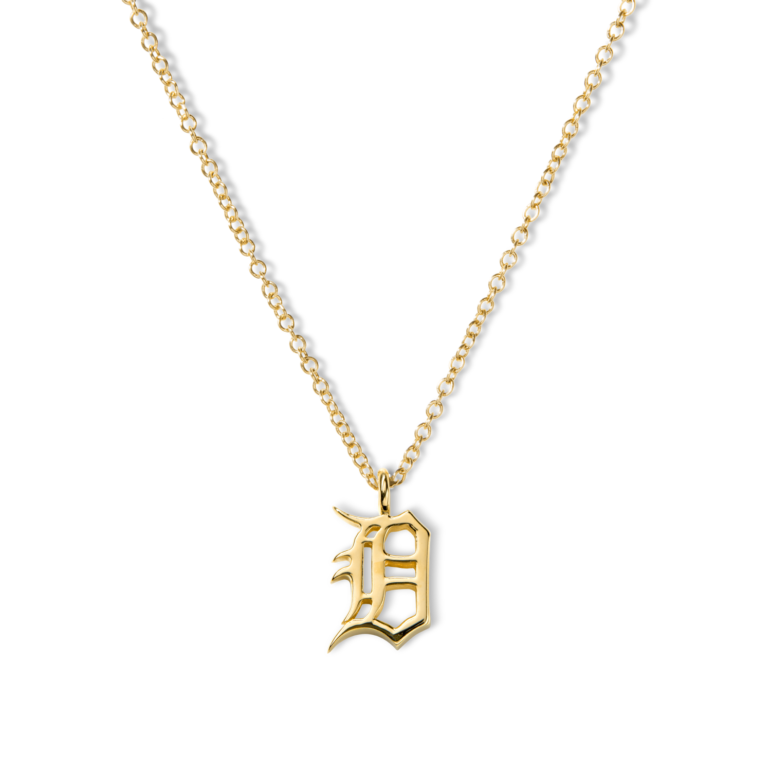 Detroit "D" Charm Necklace - Yellow Gold