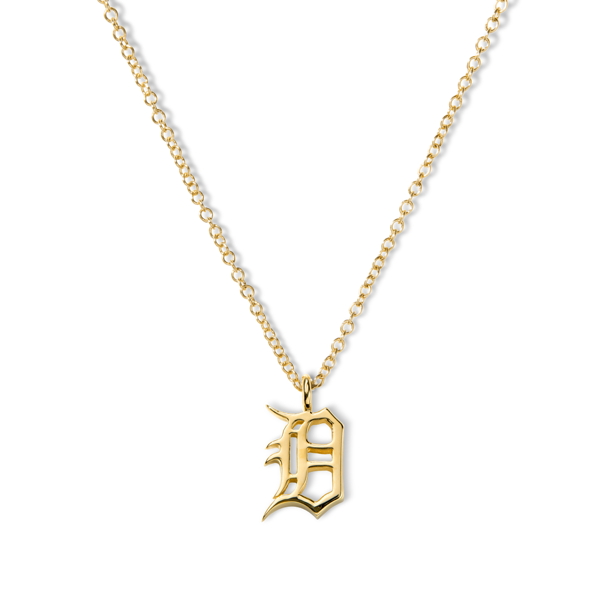 Detroit "D" Charm Necklace - Yellow Gold
