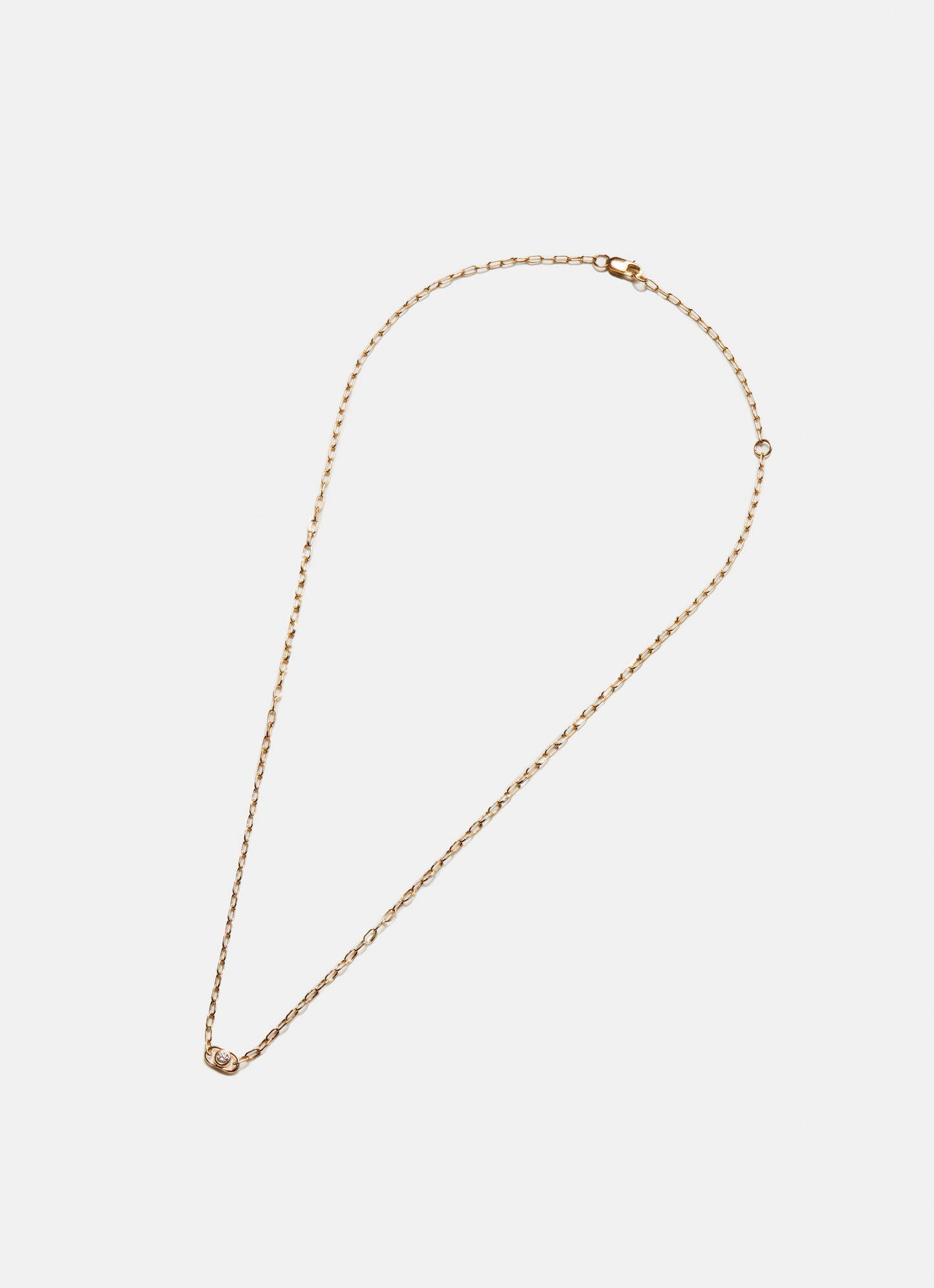Diamond Rivet Oval Charm Necklace - Yellow Gold