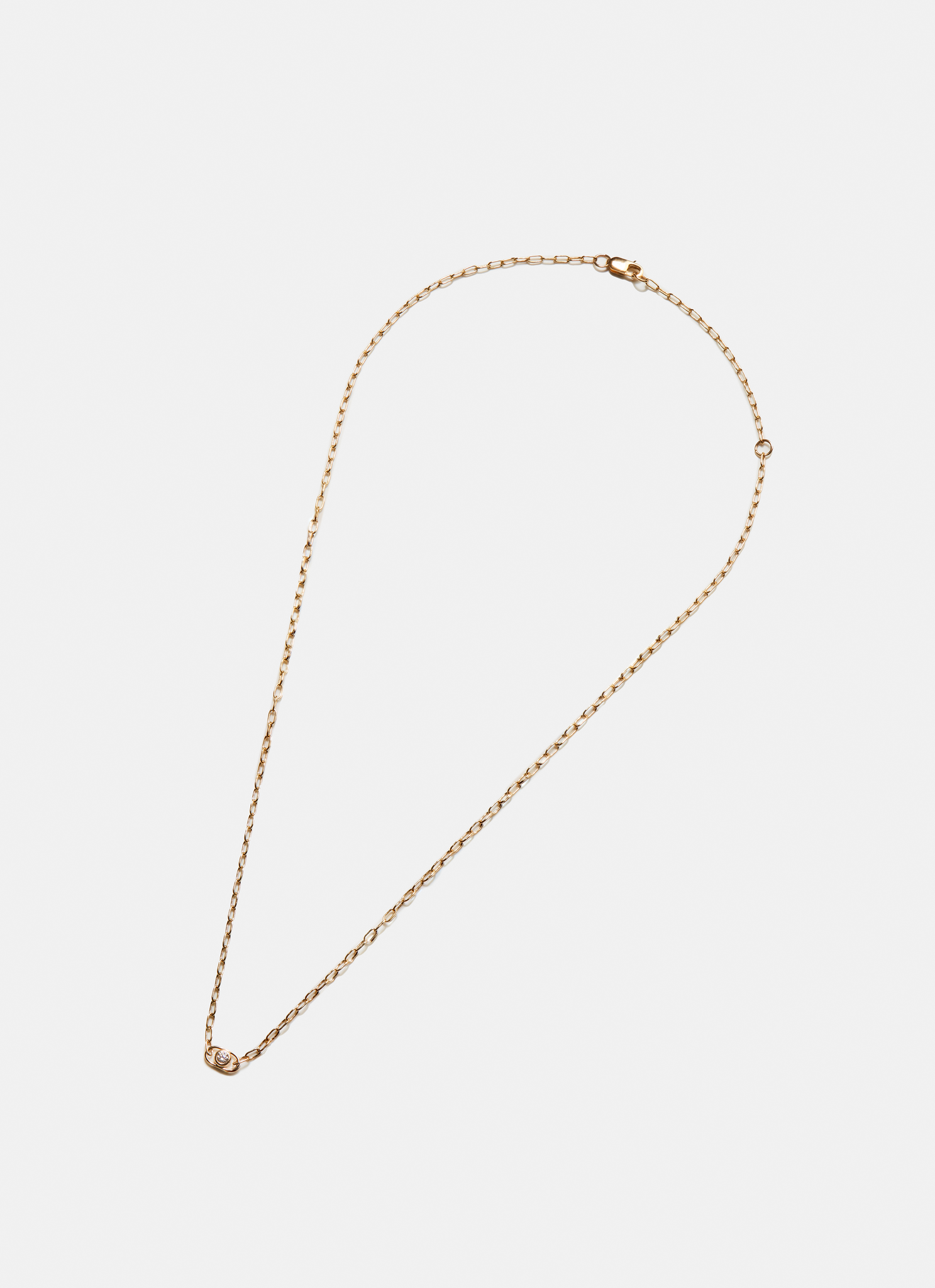 Diamond Rivet Oval Charm Necklace - Yellow Gold