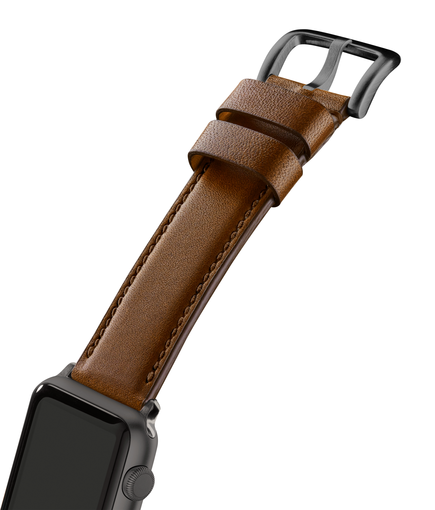 20mm Dark Nut Brown Leather Apple Watch Strap - Dark Nut Brown