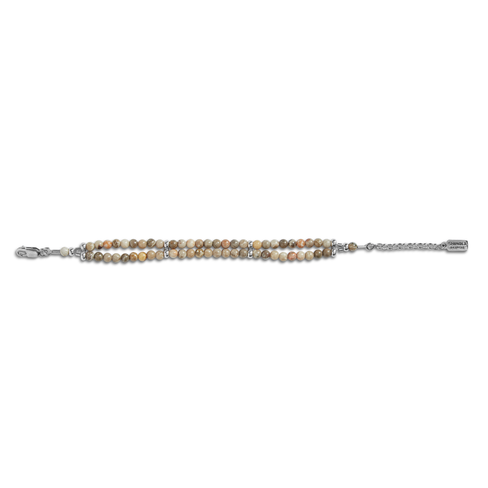 Double Row Petoskey Beaded Bracelet - Sterling Silver