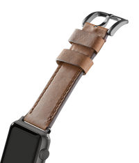 24mm Black Leather Apple Watch Strap - Black