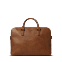 Double Zip Briefcase - Medium Brown