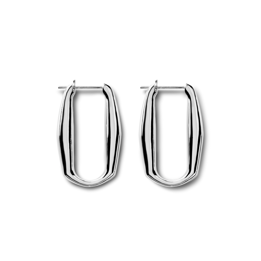 Signature Link Hoop Earrings Sterling