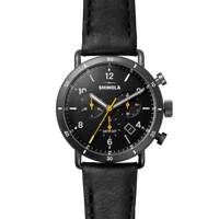 Canfield Sport Chronograph Watch - Black Leather Strap