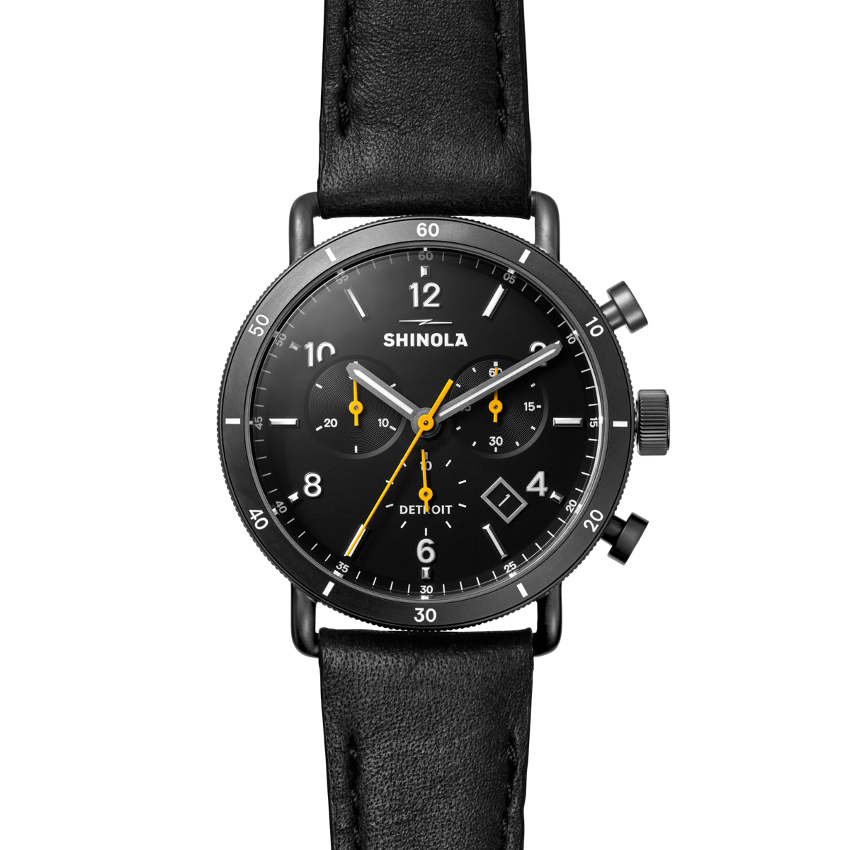 Canfield Sport Chronograph Watch - Black Leather Strap